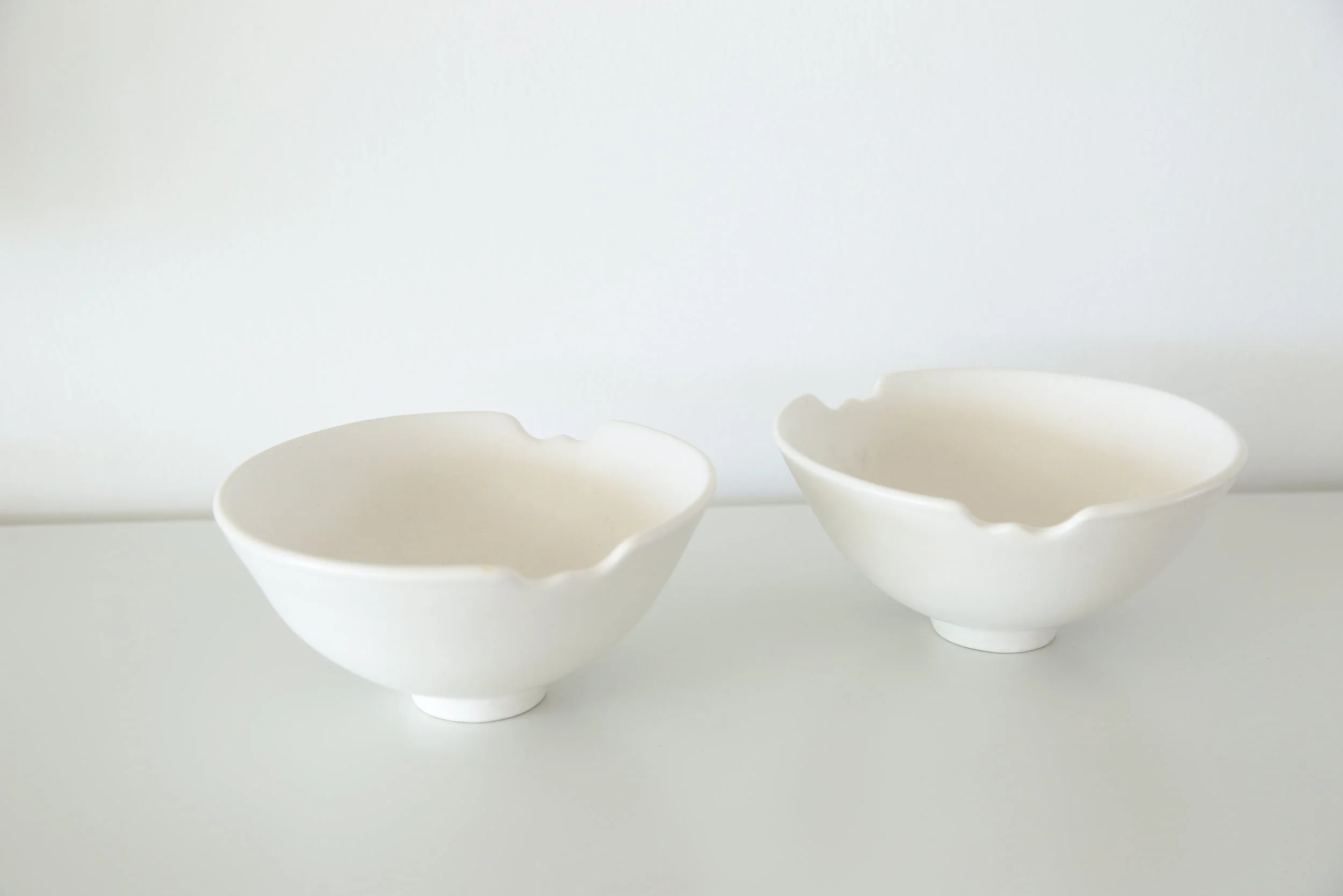 Modern Ceramic White Bowls - A Pair