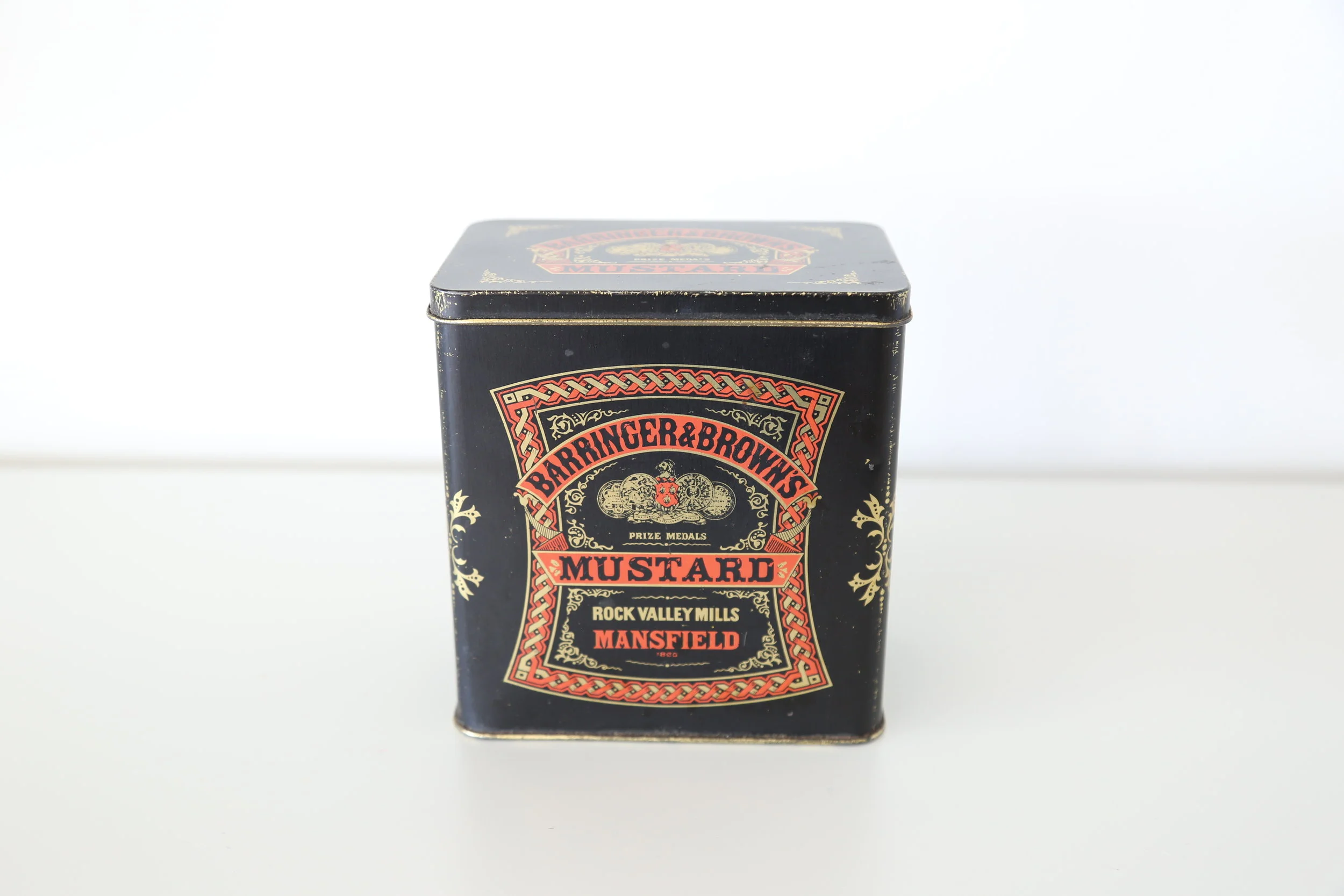Mustard Vintage Tin Box Black