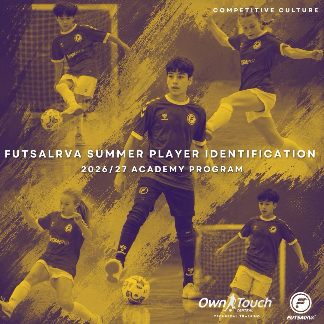Registration is now open for the FutsalRVA Summer Player Identification for the 2026/27 Academy Program!

Join us on June 4th for an opportunity to train and be evaluated in a professional environment focused on:
✔️ Technical quality
✔️ Speed of play