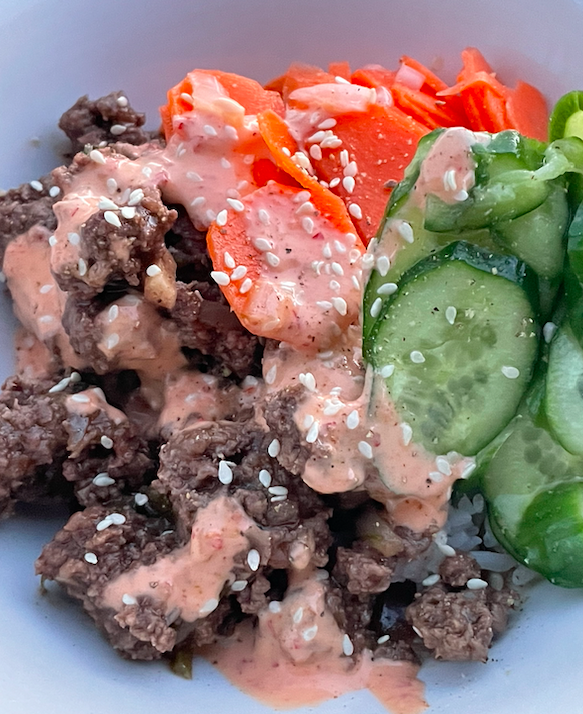 497-Korean BBQ Bowl With Quick Pickles and Spicy Mayo Sauce