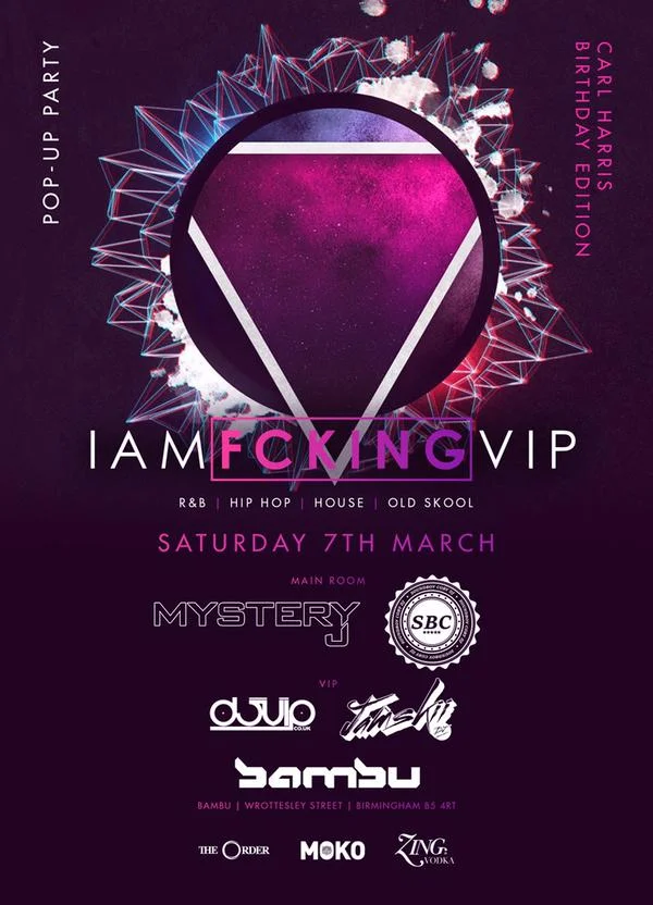 Date: Saturday 7th March Venue: Bambu Entry: £10 on the Guestlist Set Time: TBC