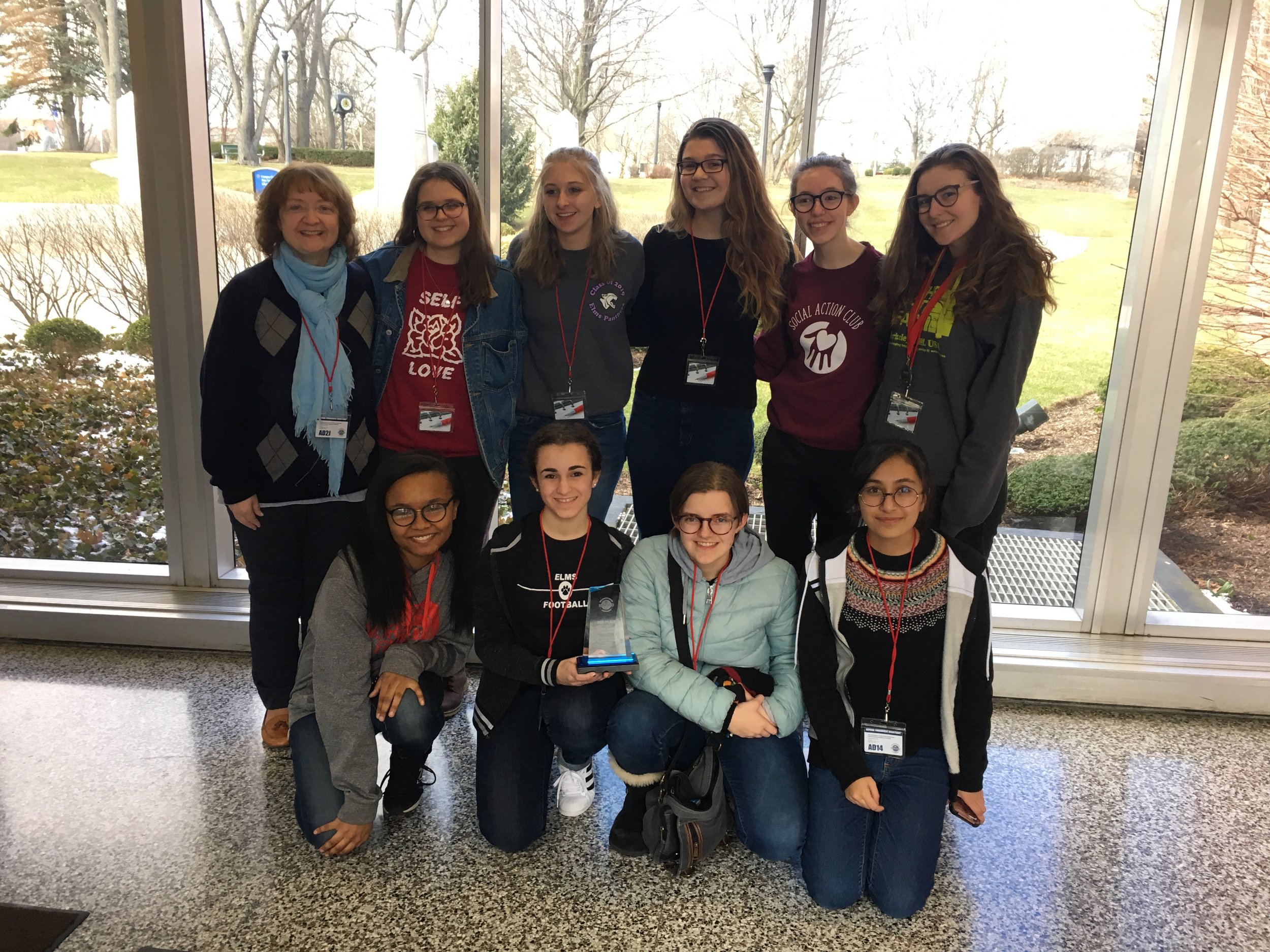 Regional PenOhio Tournament participants are pictured: Front row (l-r): Pearl Redman, Lacy Nicholas, Nora Leslie, Sara Khan; Back row (l-r): Coach Elaine Fippin, Jordan Cottrill, Alexis Armstrong, Adeline Hatfield, Grace Hamilton, Renee Coffman; and Not pictured: Barbara Sutherland and Zoe Zelch .