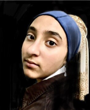  A student recreates Girl with the Pearl Earring for the #gettymuseumchallenge. 