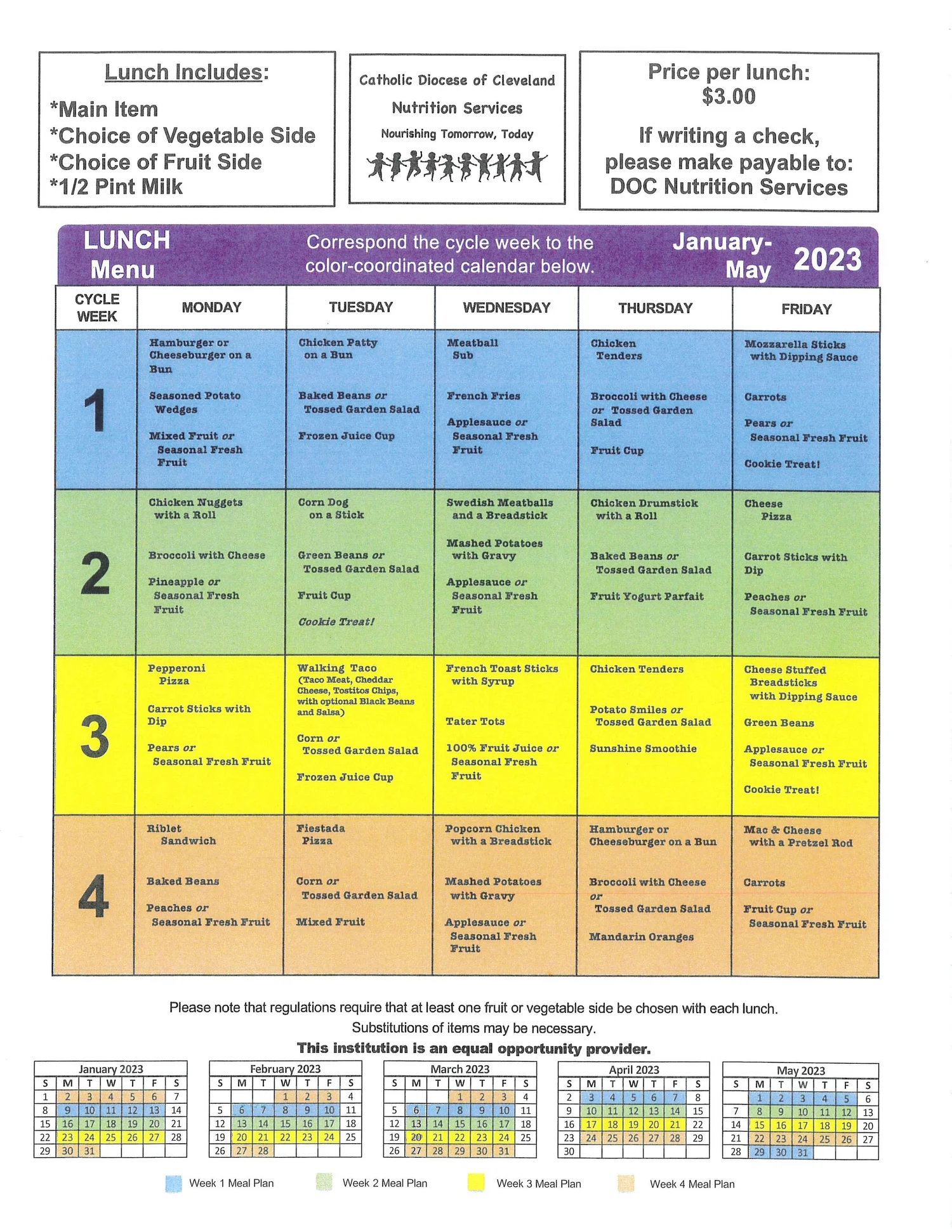 Lunch Menu — Our Lady of the Elms School