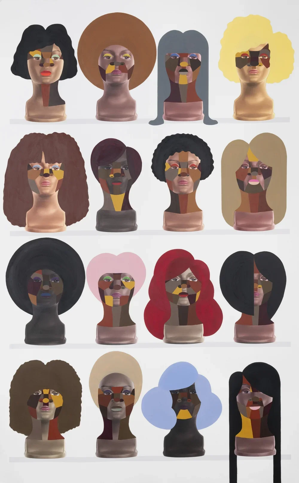 Style Variation Grid 2. 2018.

 

 Acrylic paint on digital photograph inkjet on watercolor paper. 70 in. x 44 in. From the “Beauty World” series. 