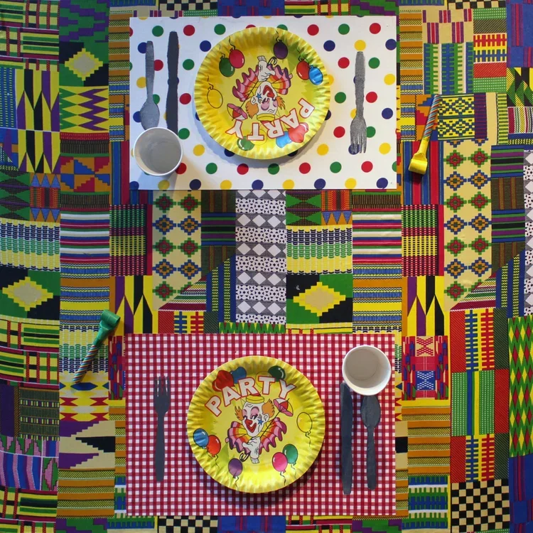  Tables Turned 5. 2016. 
 
Mixed media sculpture and collage on hardboard panel. From the "Culture Club" series.