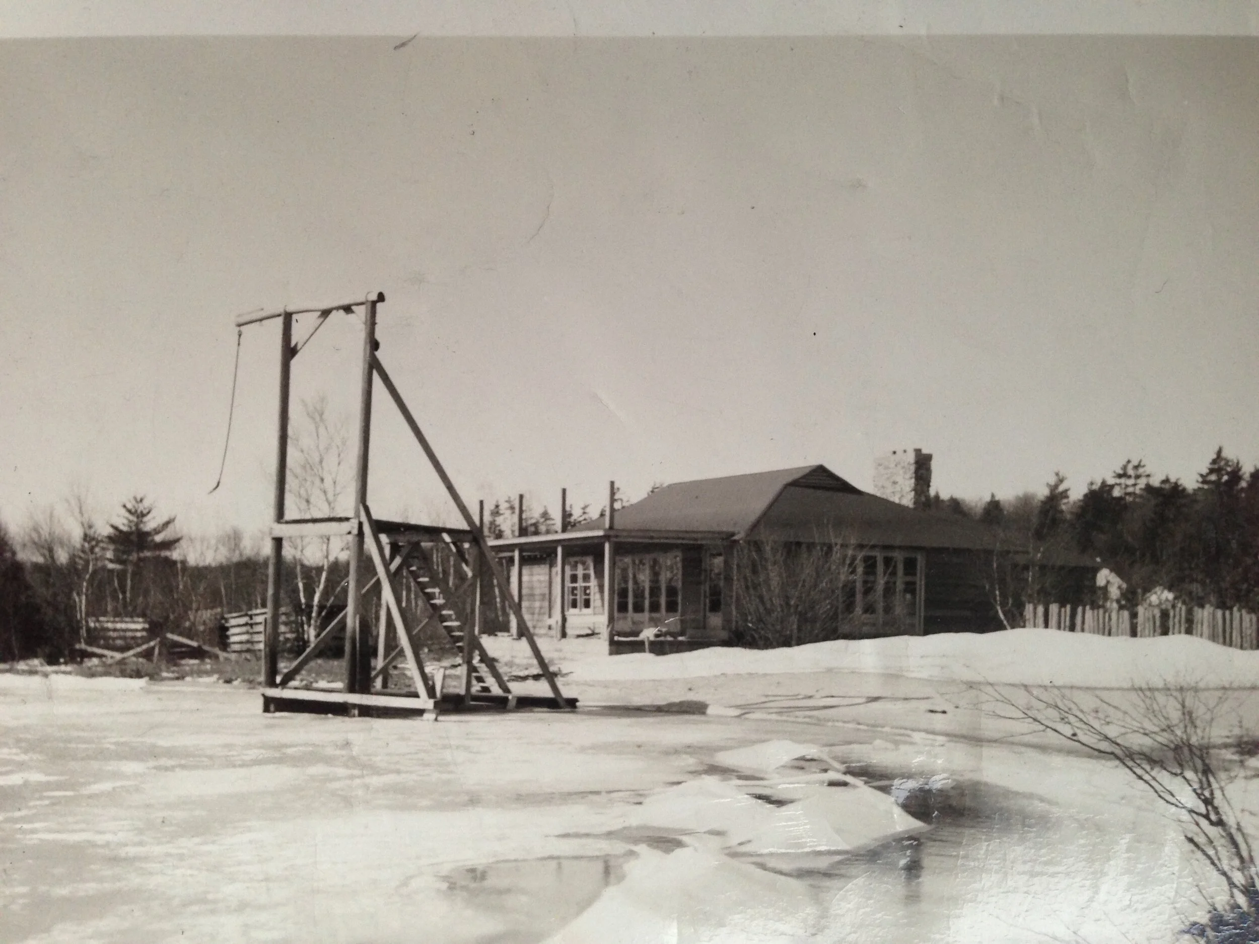 Swim platform circa 1942 while clubhouse construction is underway…