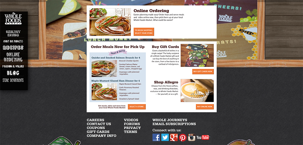 Whole Foods Online ordering page mock-up
