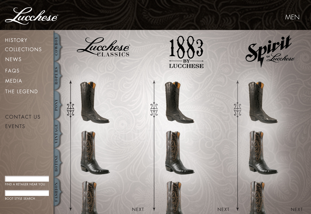 Lucchese Boot page mock-up