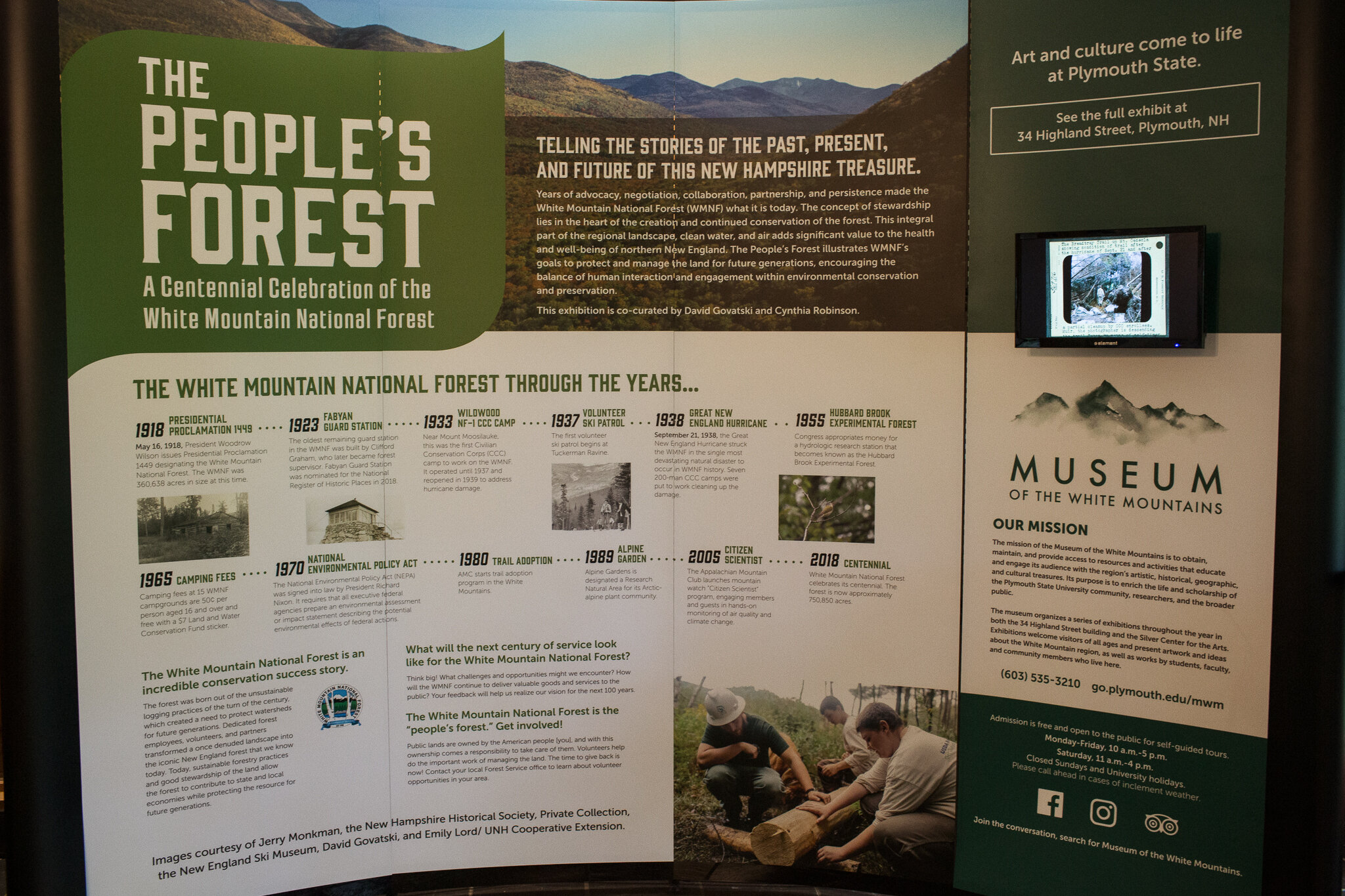 The People’s Forest Exhibit and Traveling Exhibit, Museum of the White Mountains, Plymouth State University, 2018.