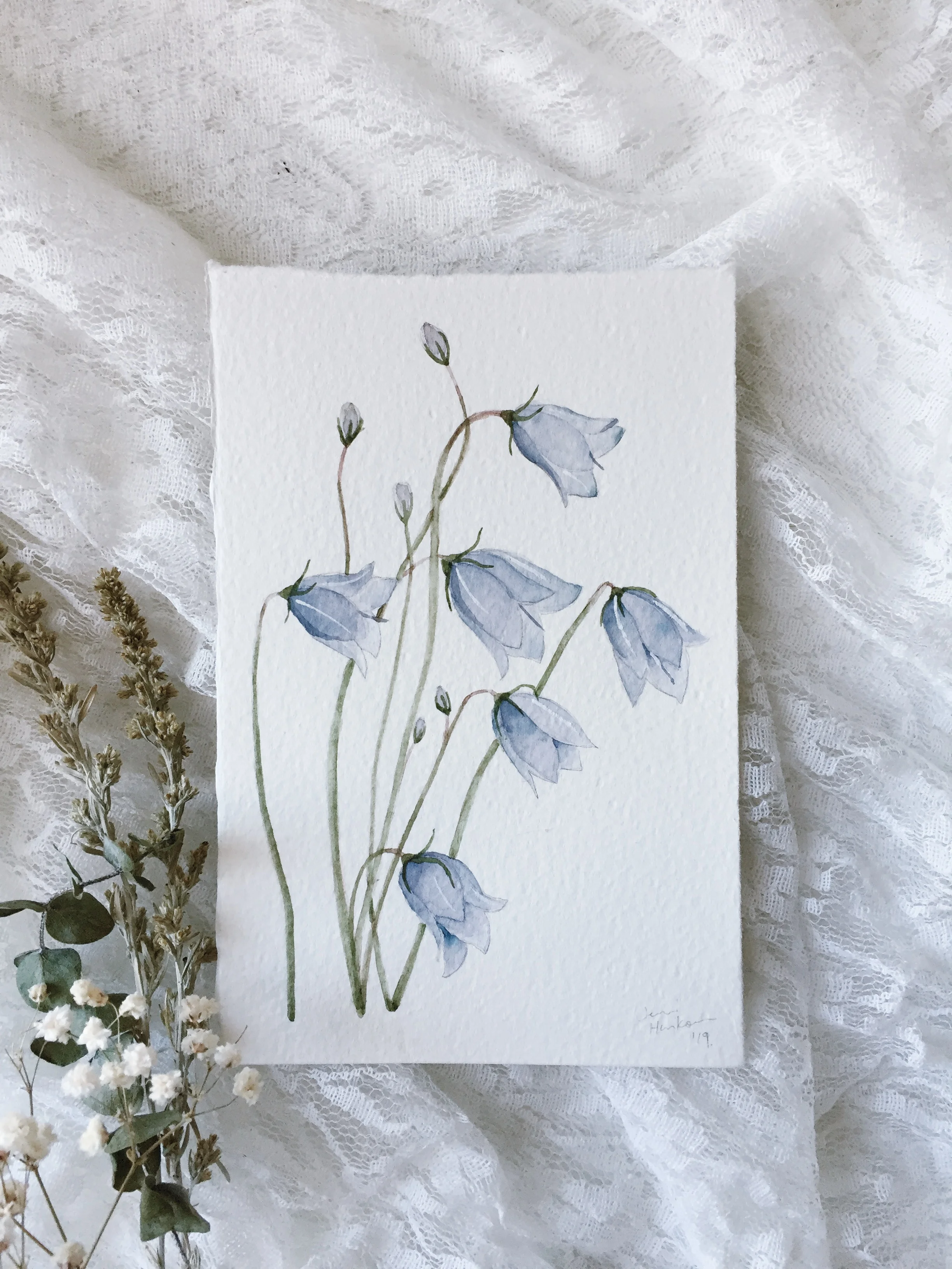 Harebell Study #1, 4x6 Original Watercolour Painting