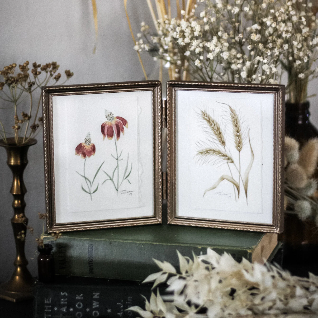 Prairie Coneflower Study #2 &amp; Common Wheat Study #2 Diptych