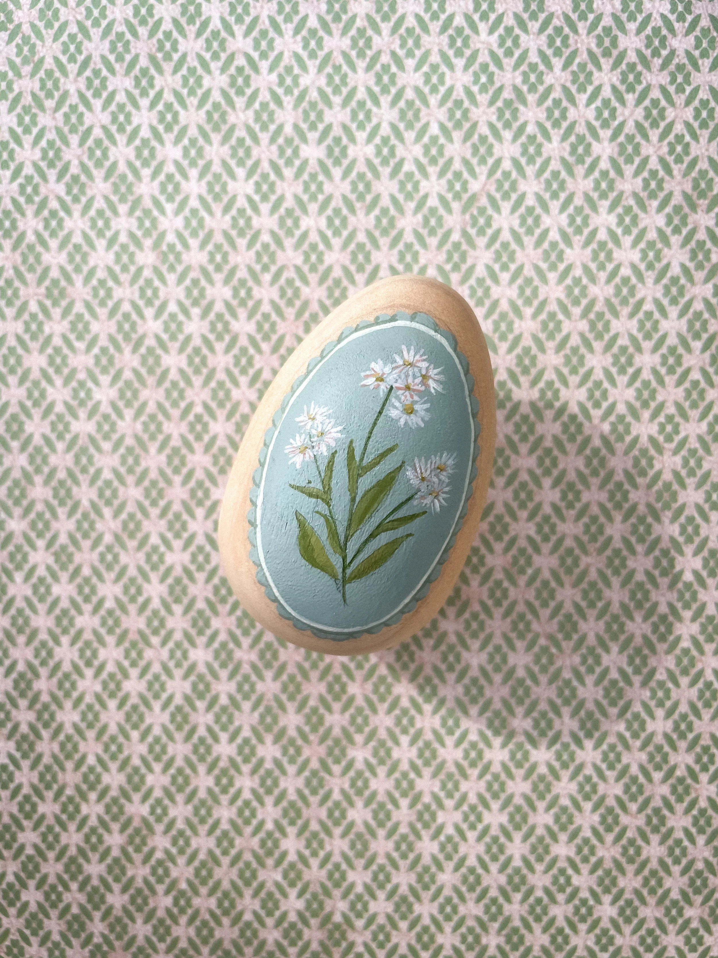 Aster Painted Egg, Blue Border