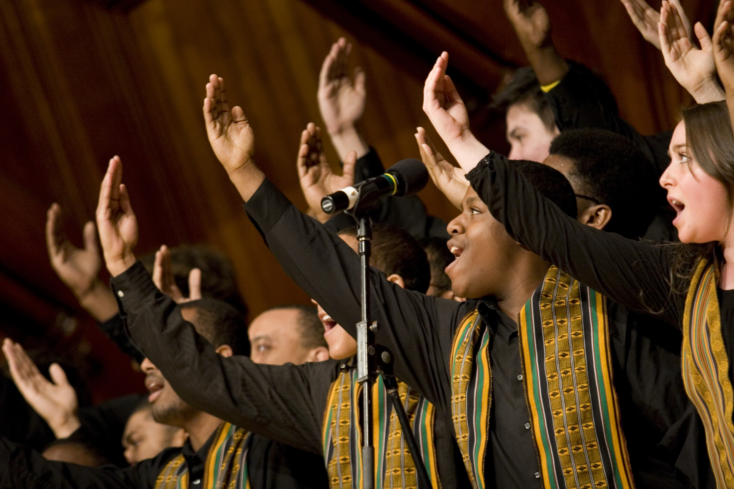 The Kuumba Singers of Harvard College perform during Cultural Rhythms, a festival hosted by the Harvard Foundation for Intercultural and Race Relations that celebrates Harvard's cultural diversity by featuring performances from over 30 student organizations.
