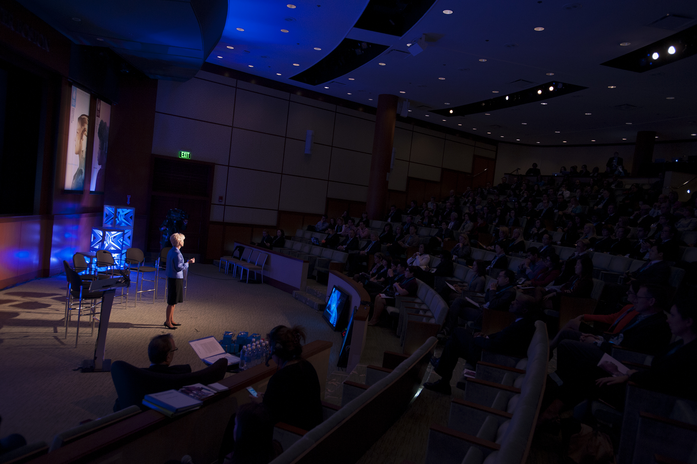 Sandi Fenwick, President and CEO of Boston Children's Hospital, delivers the Welcome Note on the first day of the third annual Boston Children's Hospital Global Pediatric Innovation Summit + Awards at Boston's Seaport World Trade Center.