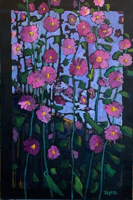 Scott Taylor, Hollyhocks, Acrylic on canvas, 36 x 24.jpg