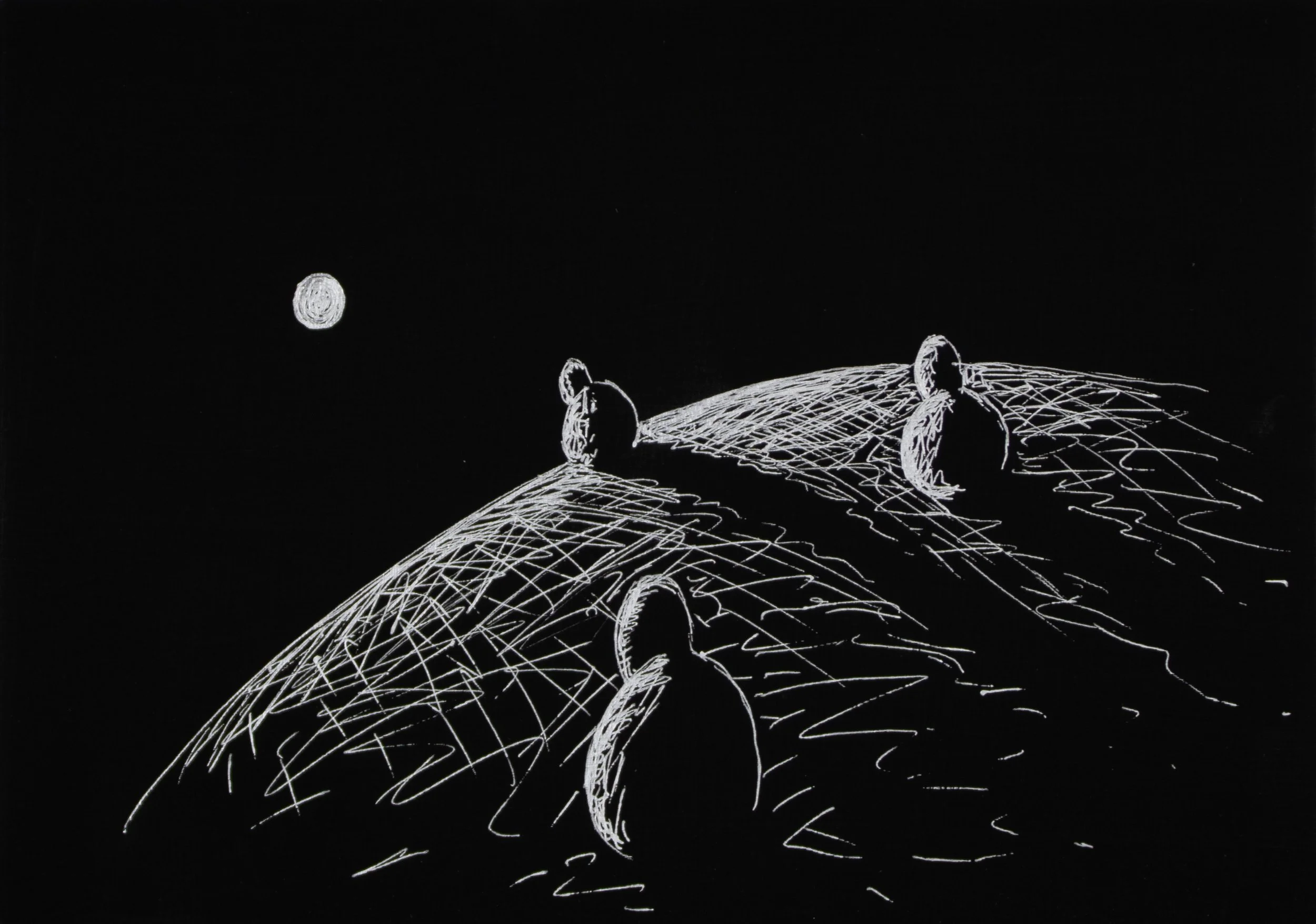 Moreover • 5 x 7 • Silver pen on panel • 75