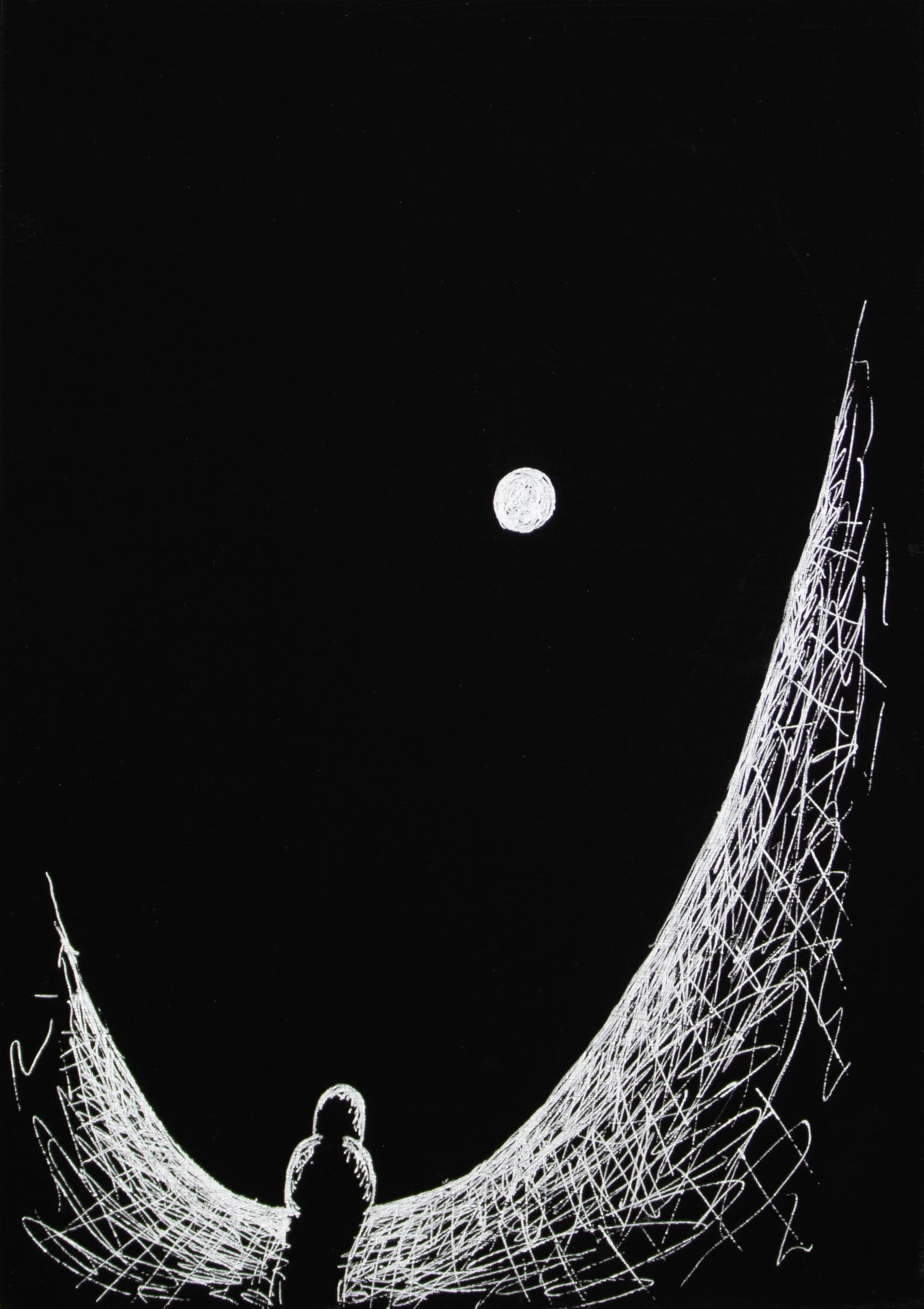 U • 10 x 10 • Silver pen on panel • Sold