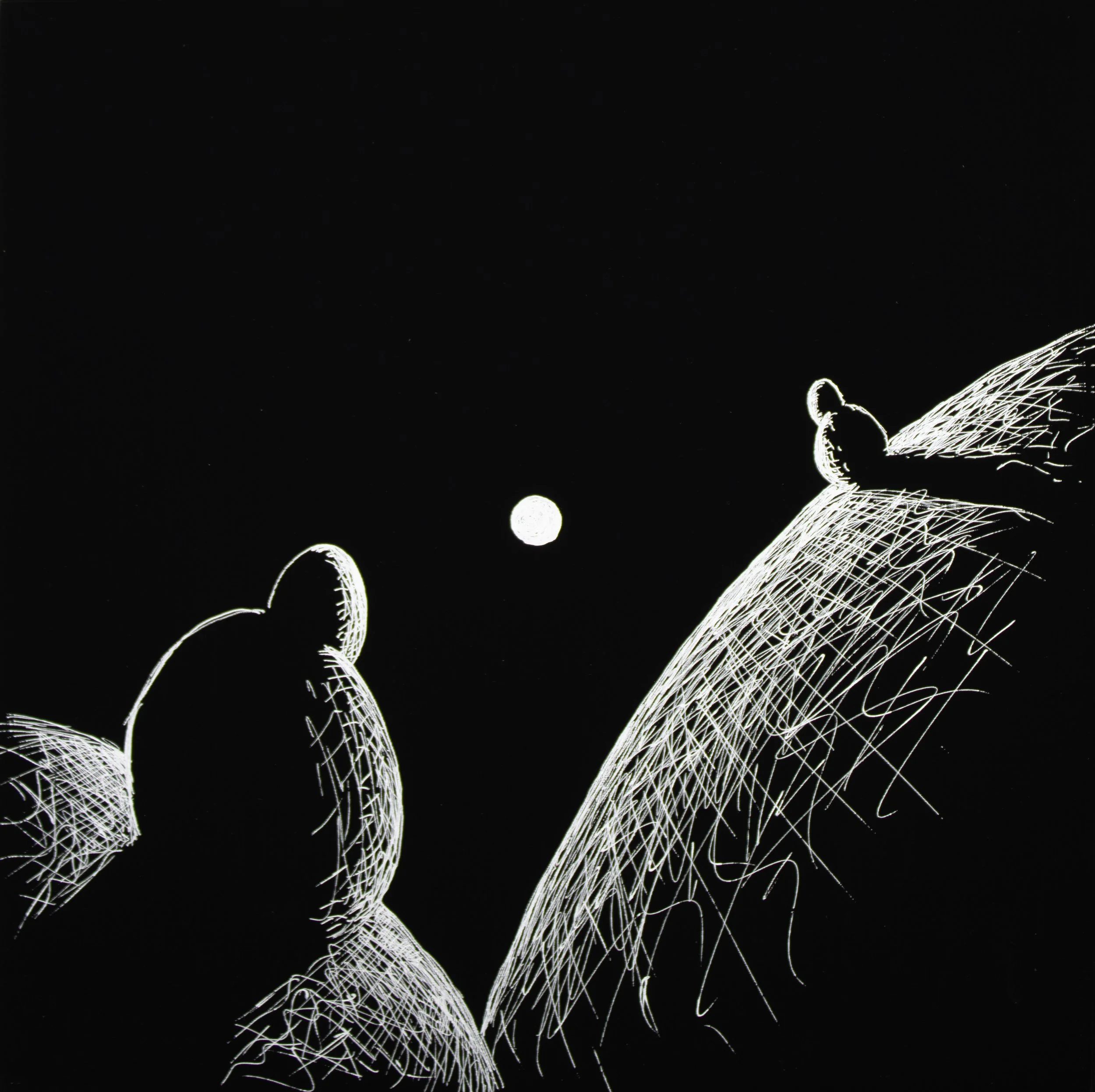 Far Hill • 10 x 10 • Silver pen on panel • 200