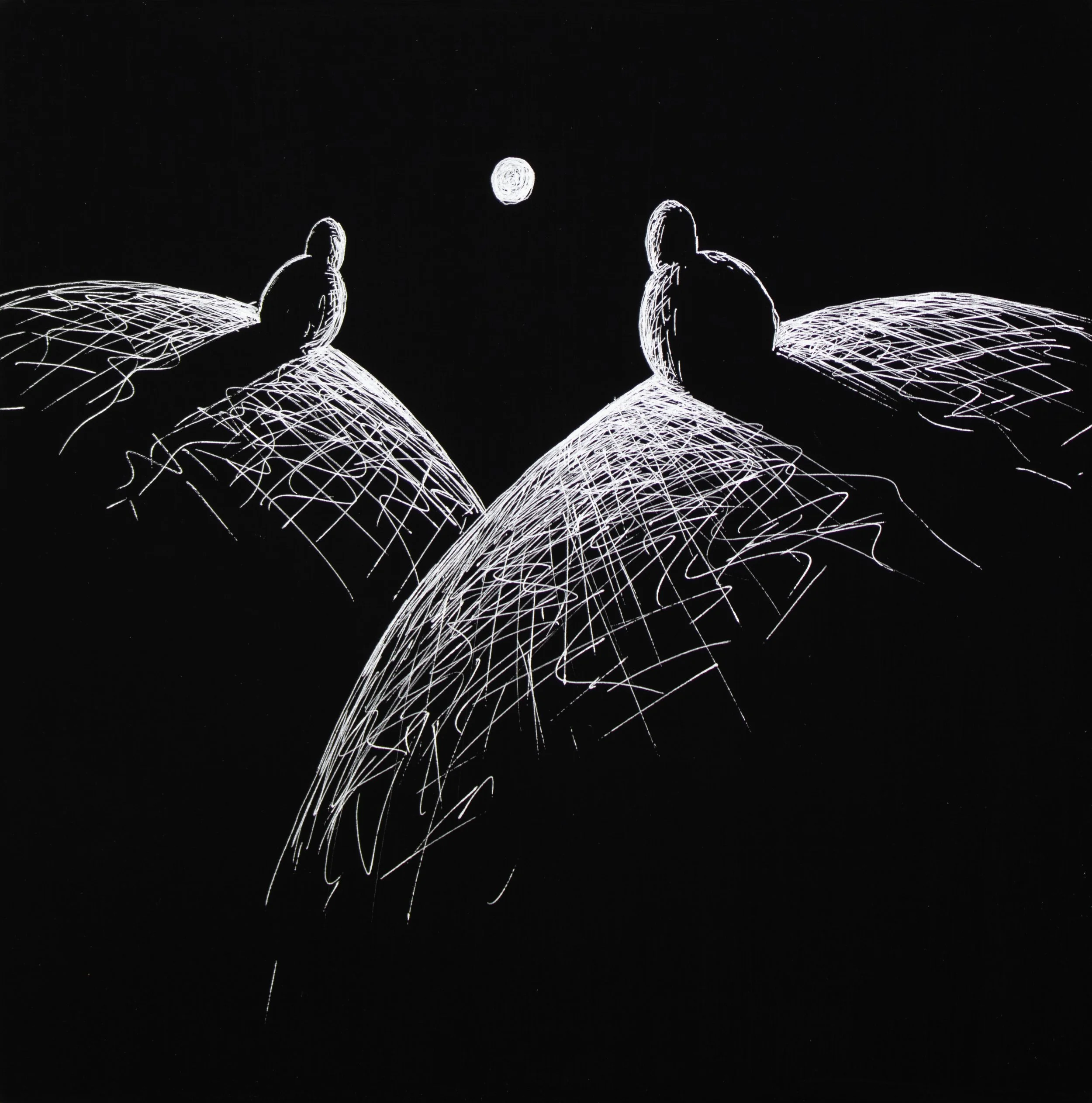 In the Middle • 10 x 10 • Silver pen on panel • 200