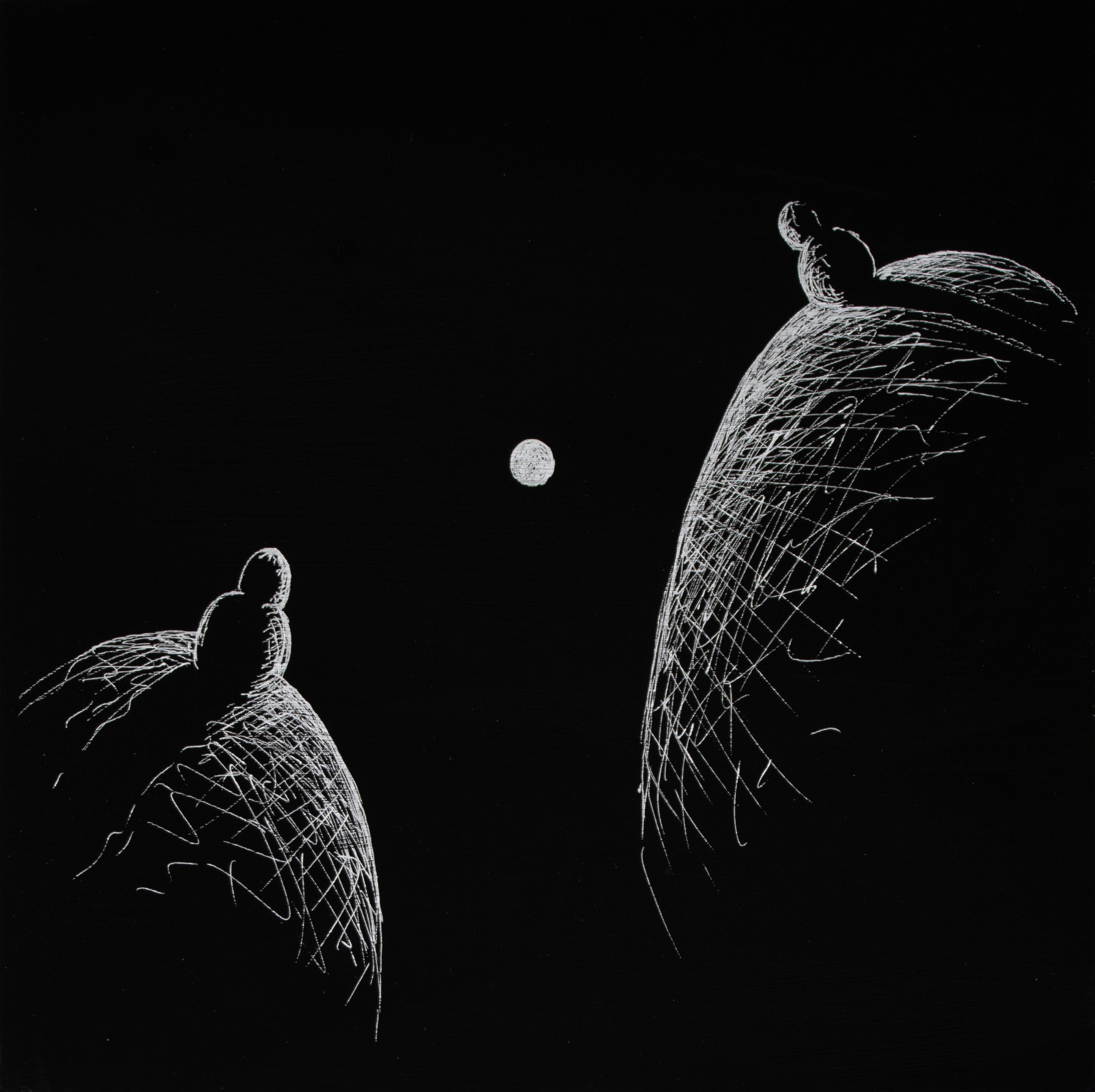 Betwixt • 10 x 10 • Silver pen on panel • 200