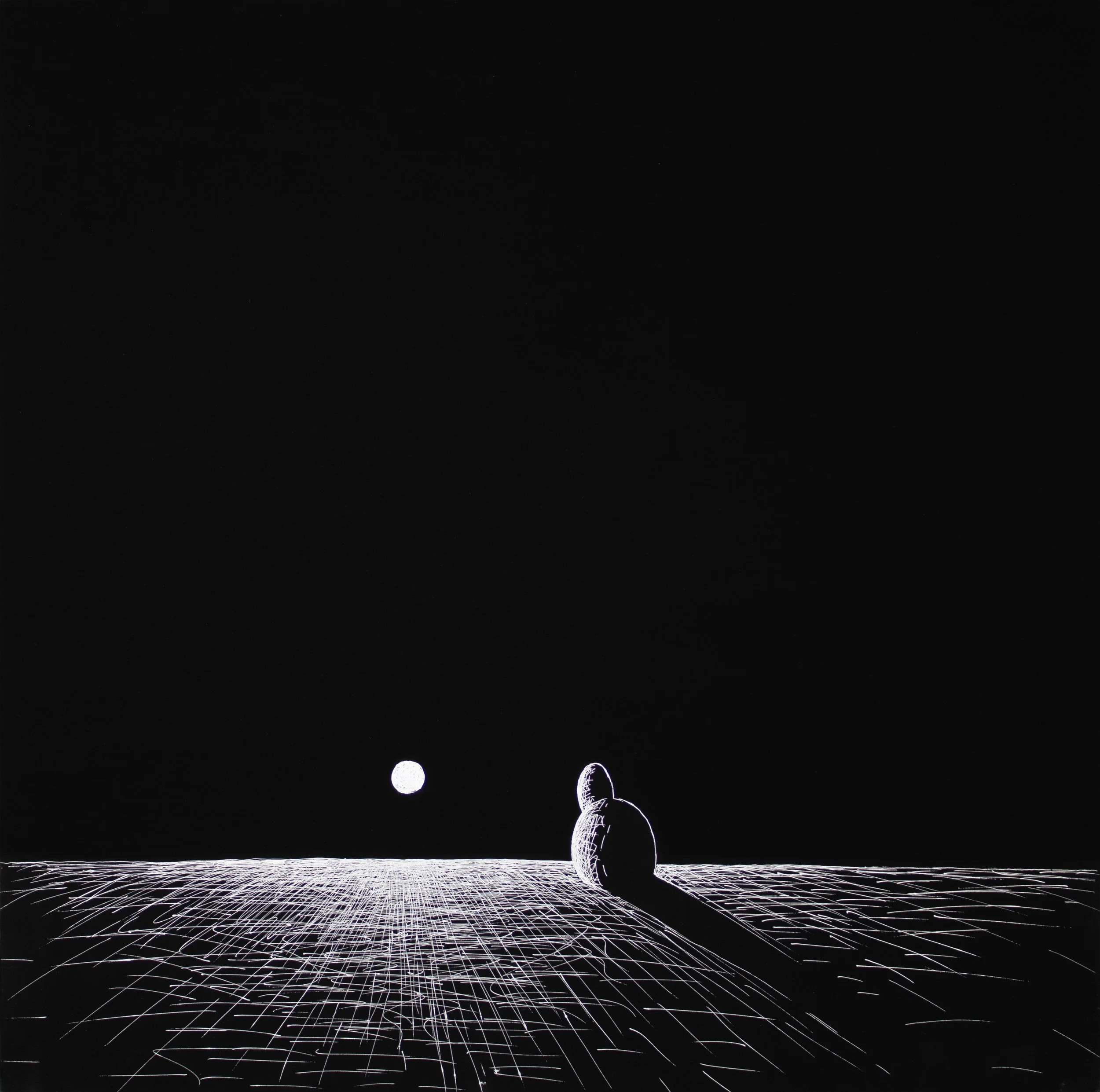 So Close, So Far • 24 x 24 • Silver pen on panel • Sold