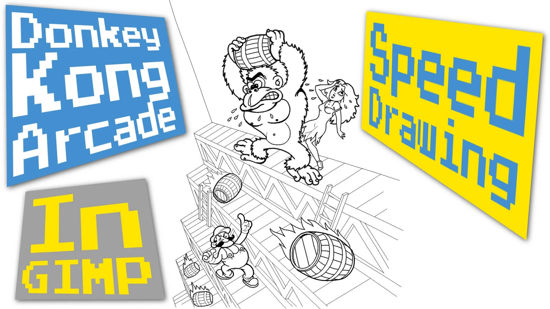 MotionRide - Donkey Kong Arcade [EDM Chiptune REMIX] with Donkey Kong Poster Speed Drawing