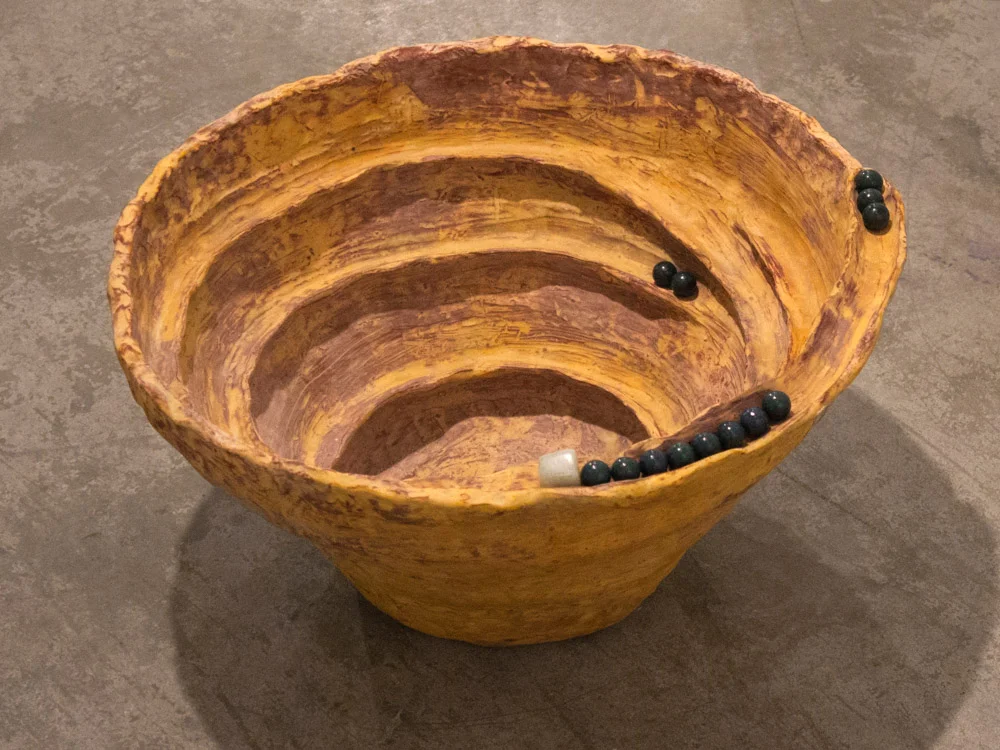 Round Ramp , 2012, Clay, glaze, glass marbles and soap stone, 11 x 18 x 18 in.
