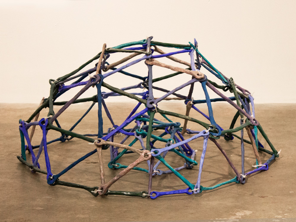   Modular Domes I,  2012, Clay, glaze and plastic, 17 x 38 x 38 in. 