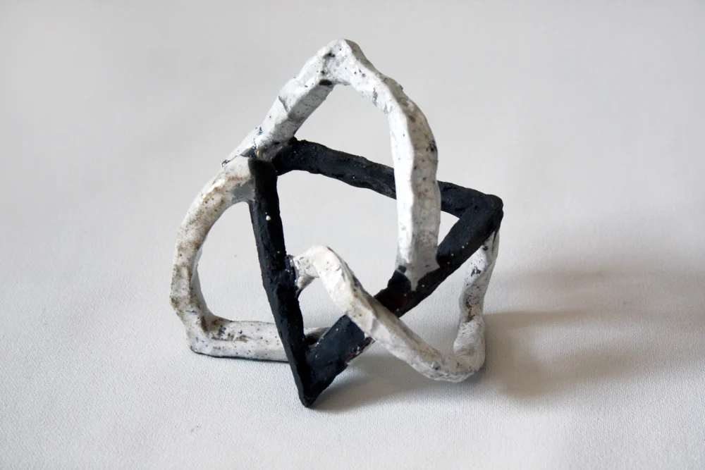 Impossible Shape j , 2011, Clay (Raku fired) with glaze, 4.5 x 4.5 x 3 in.