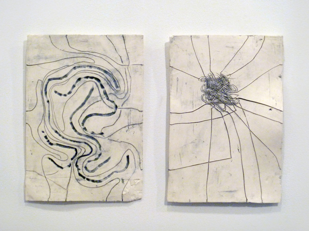 Path Maps #1 , 2011, Clay and glaze, 15 x 23 in.
