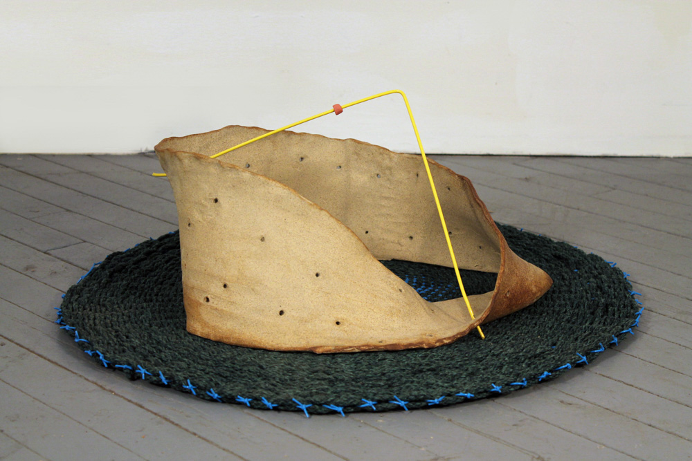   Mobius Strip Abacus #2 , 2012, Clay, metal, plastic and rope, 20 x 32 x 32 in. 