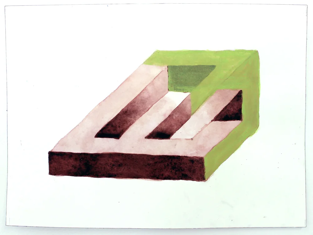 Impossible Shape 4a , 2012, Watercolor and pastel on paper, 9 x 12 in.