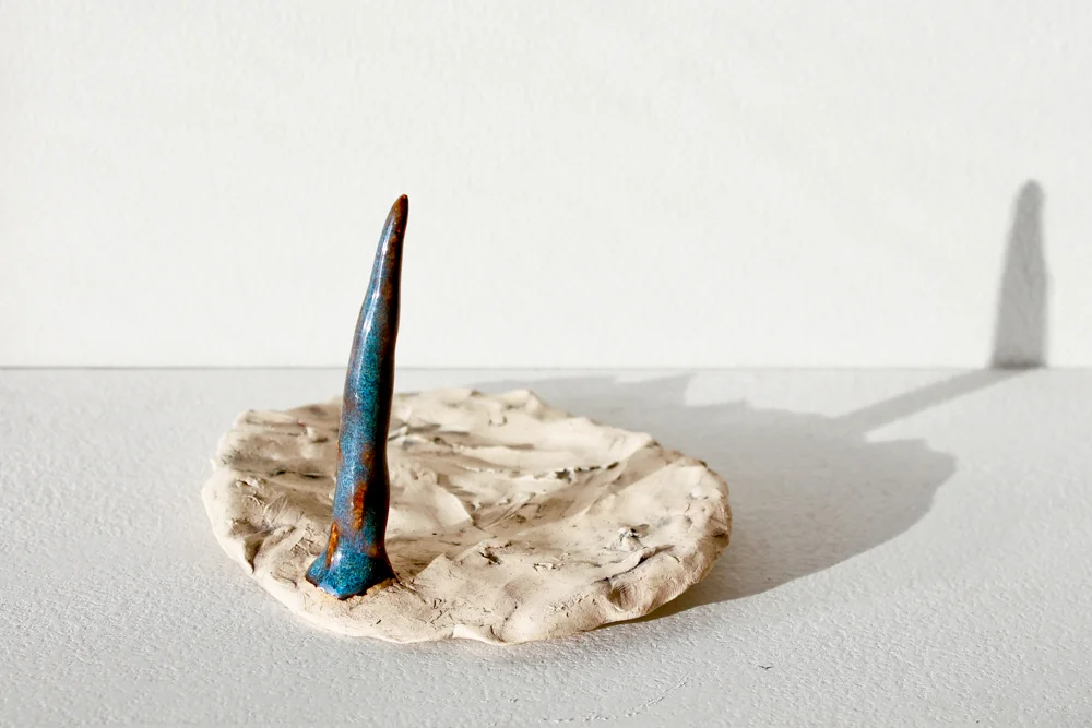 Desktop Sundial, 2012, Clay with glaze, 3.5 x 3.5 x 3.5 in.