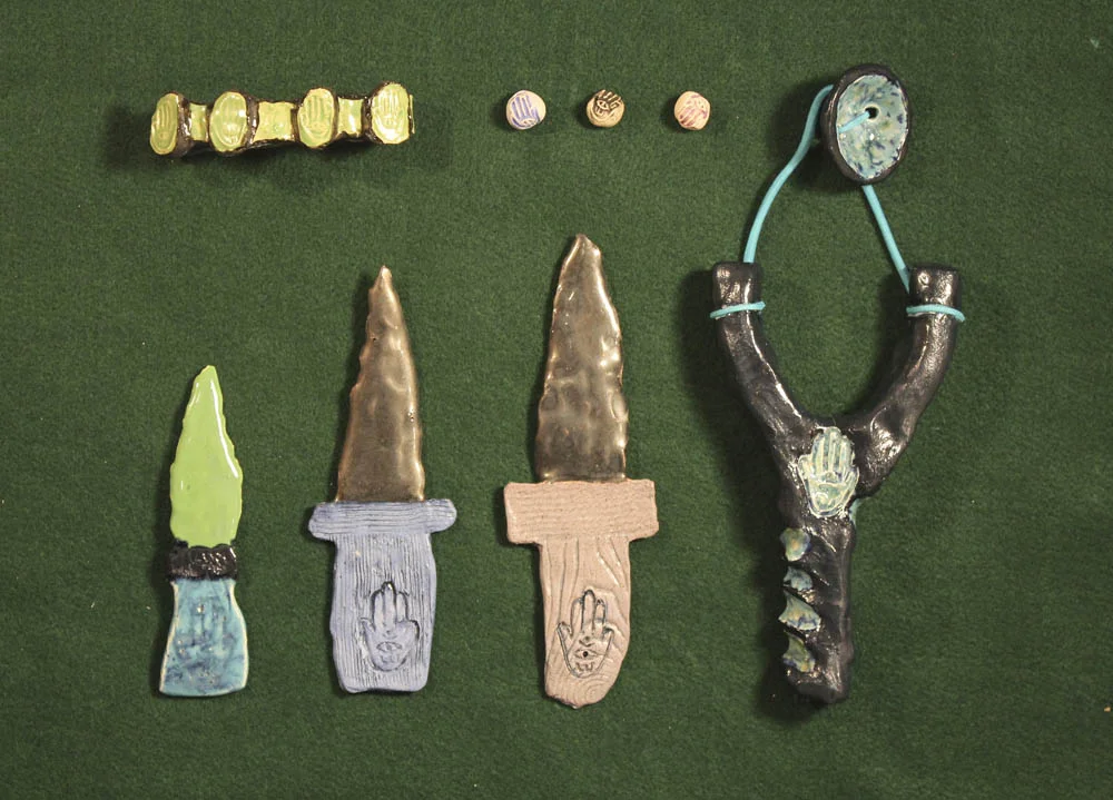 Guy Ben-Ari & Leah Wolff, The Best Defense is a Good Hamsa , 2012, Clay and glaze