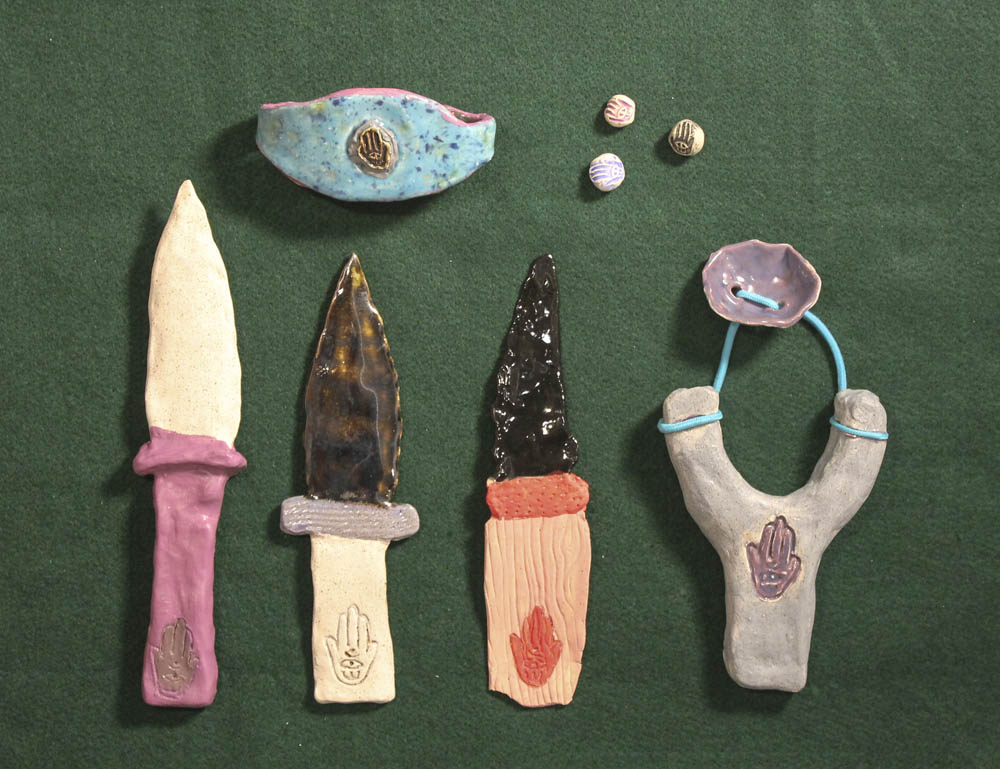 Guy Ben-Ari & Leah Wolff, The Best Defense is a Good Hamsa , 2012, Clay and glaze