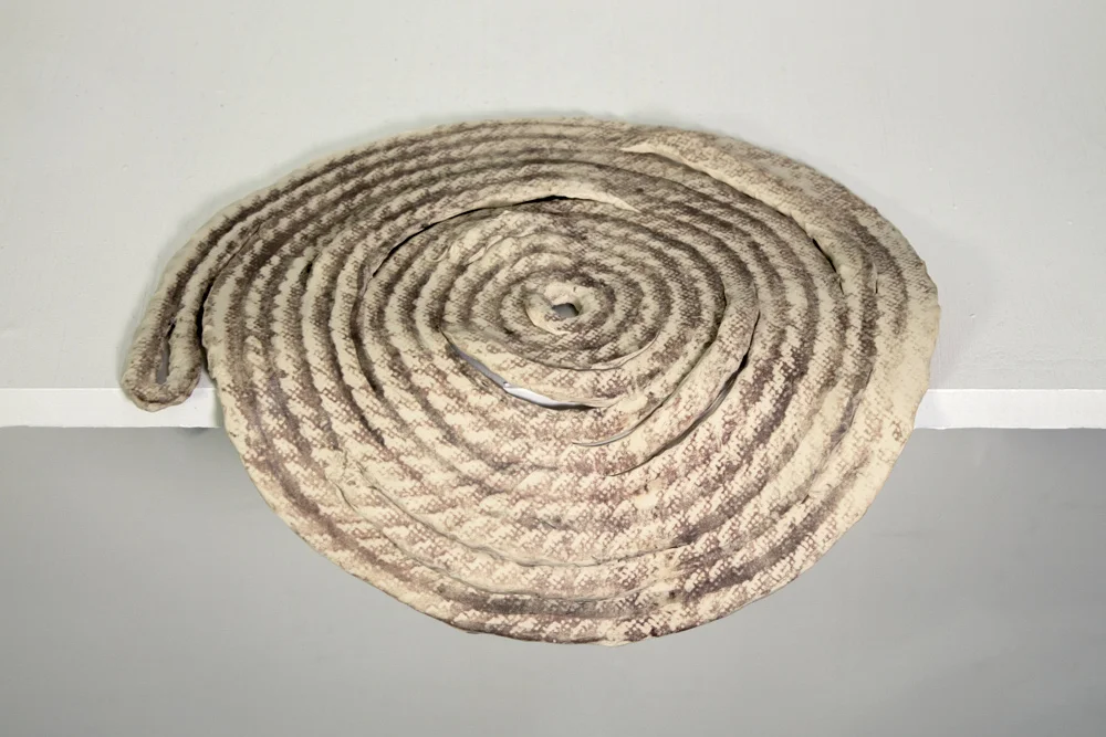 Sea Line Marine "DACRON" Rope , 2014, Photo transfer onto clay with glaze, 4 x 10.5 x 10.5 in.