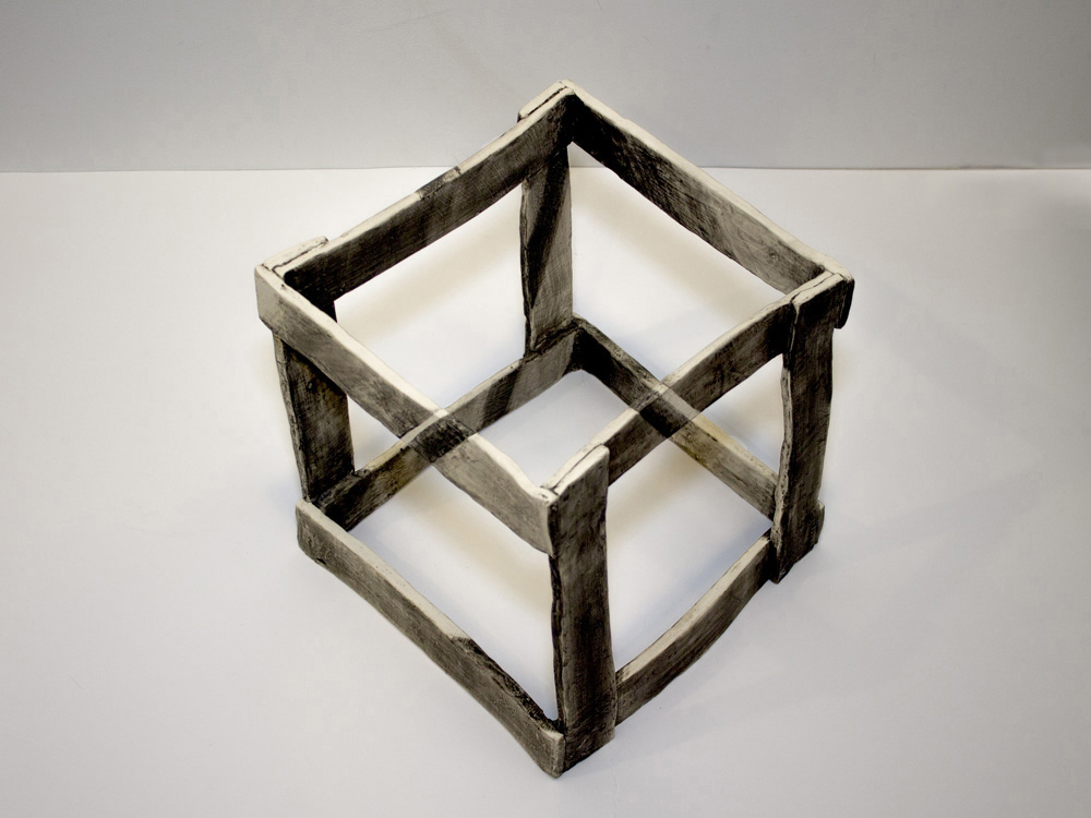 Wooden Crate Illusion II , 2015, Glazed Ceramic, 12 x 12 x 12 in