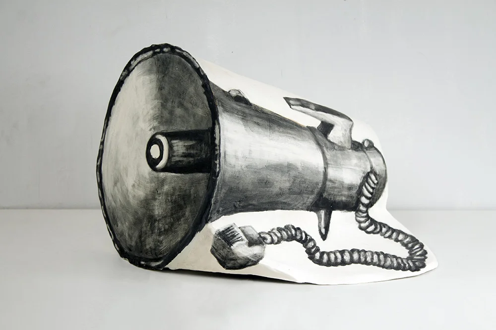 16-Watt Portable Megaphone , 2016, Clay and glaze, 12 x 14 x 16 in