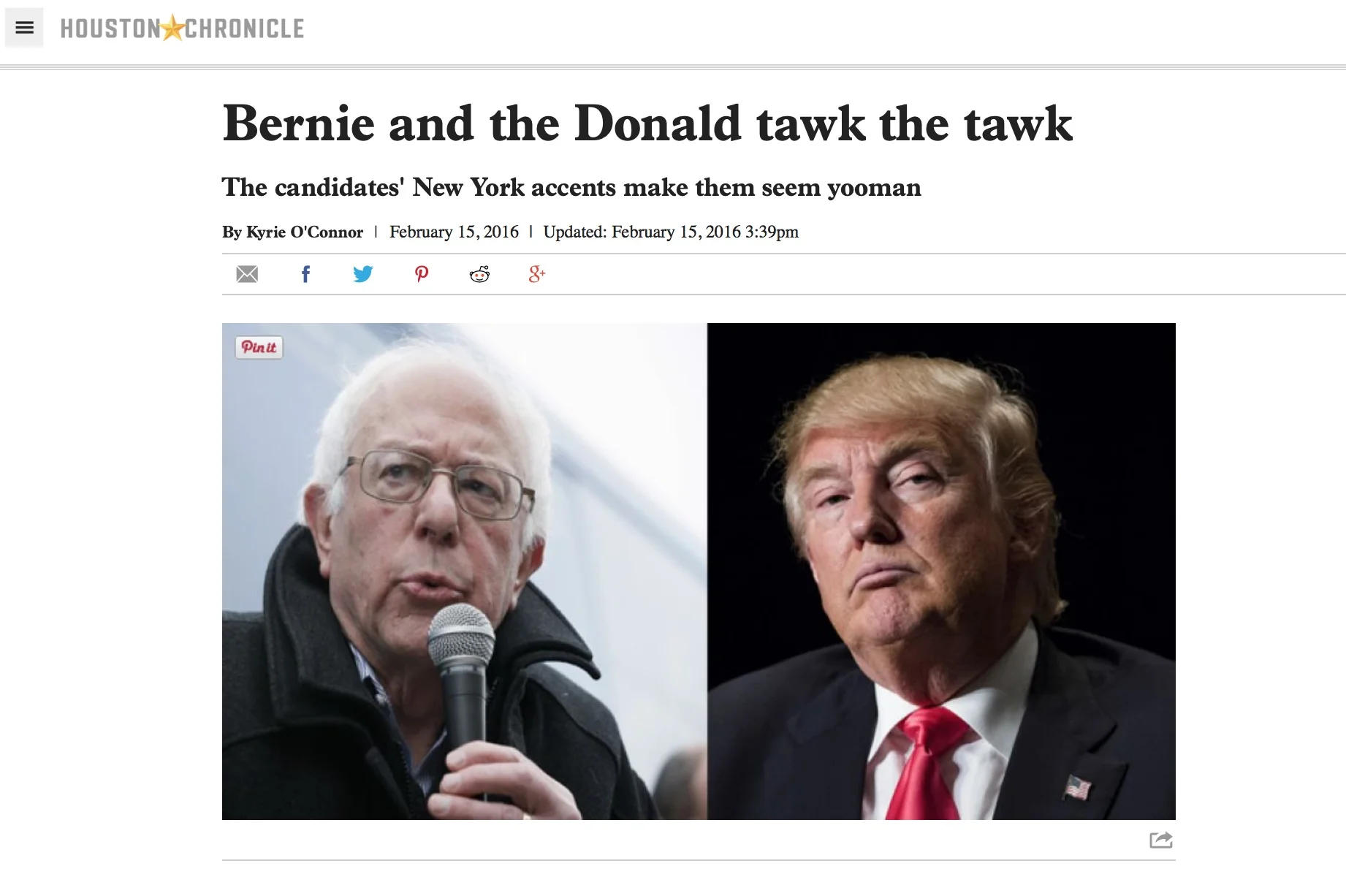 Politicians & New York City English in The Houston Chronicle