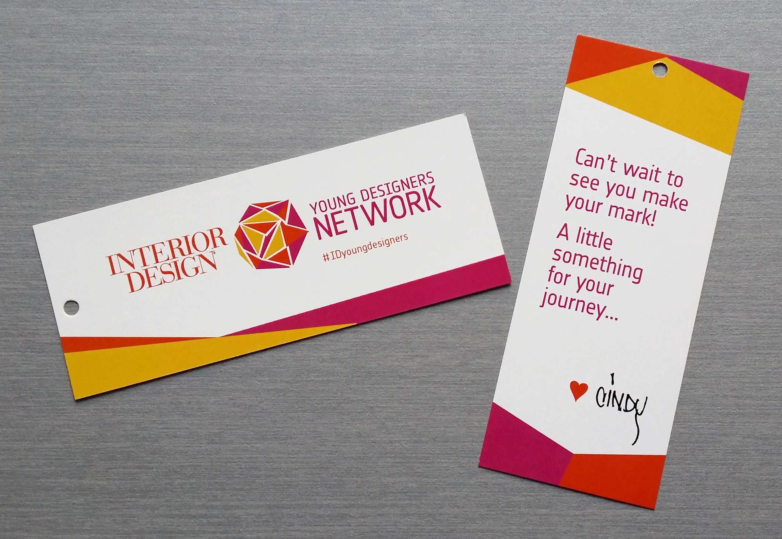 Tags for gift to guests from the magazine's Editor in Chief