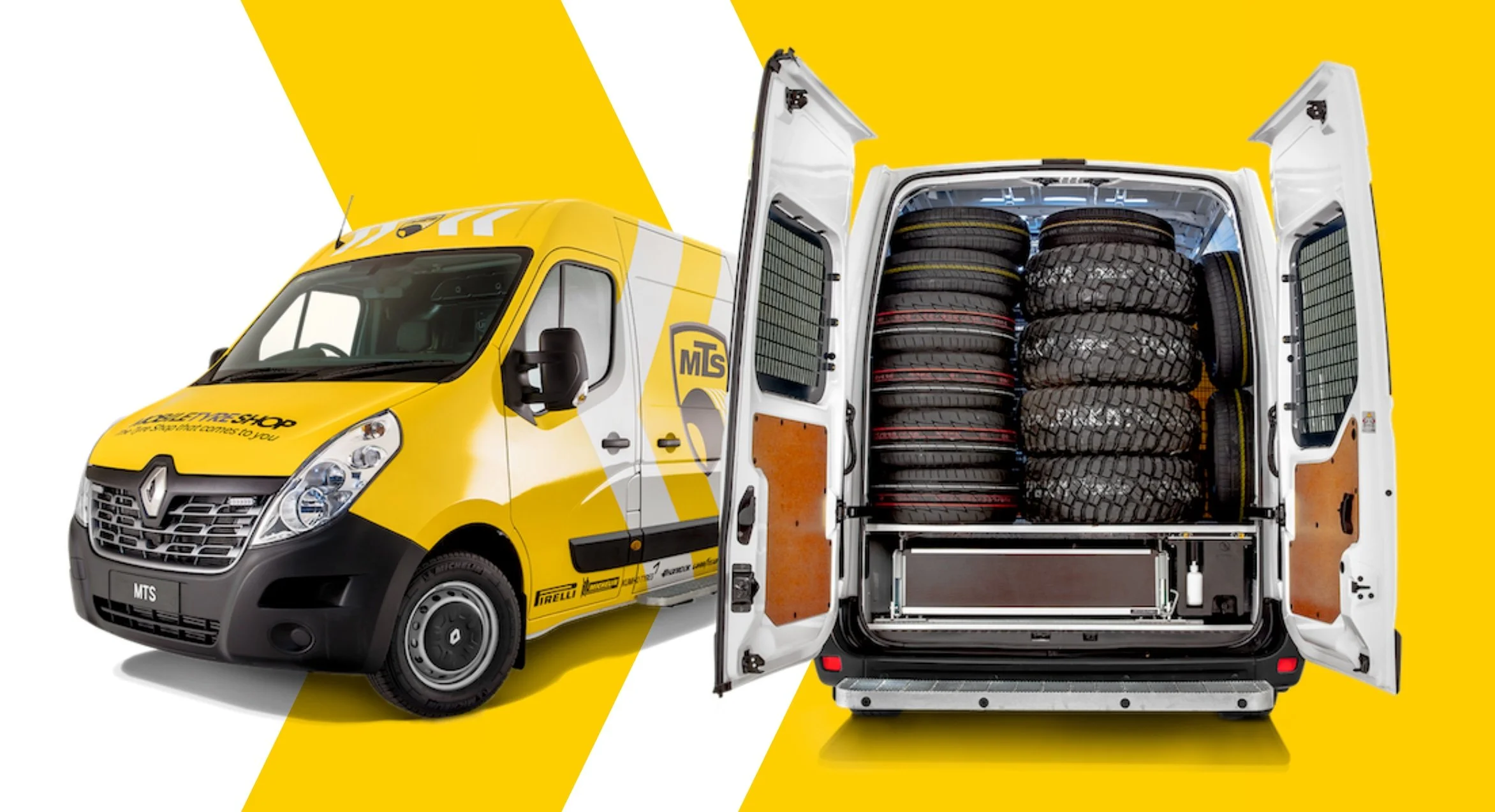 On site tyre repair van photographed in studio by a melbourne car photographer.