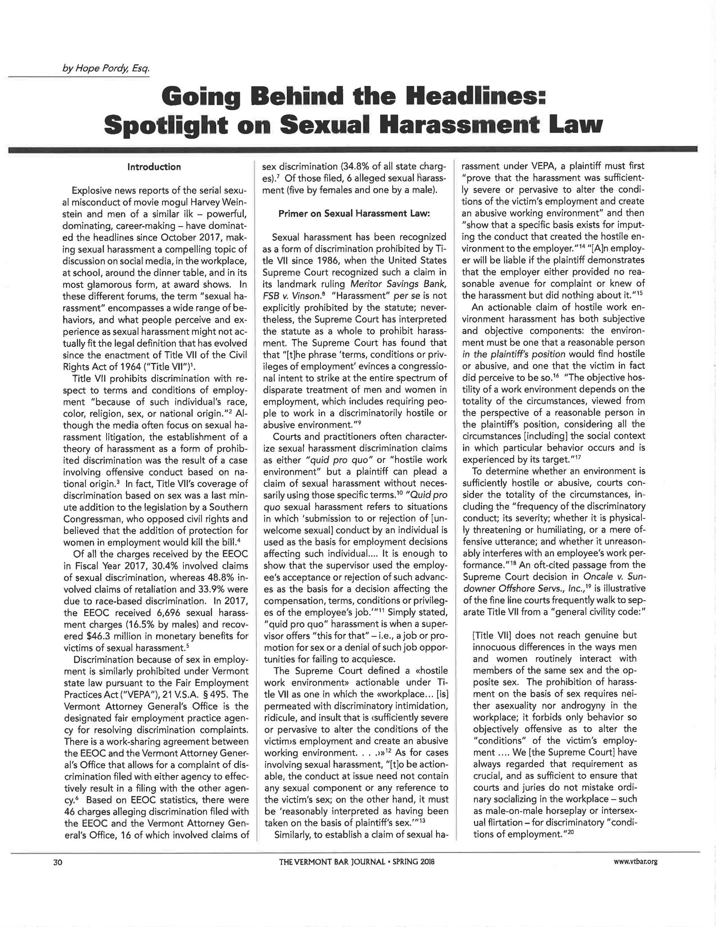 Spotlight on Sexual Harassment by Hope Pordy - VT Bar Journal Spring 2018_Page_1.jpg