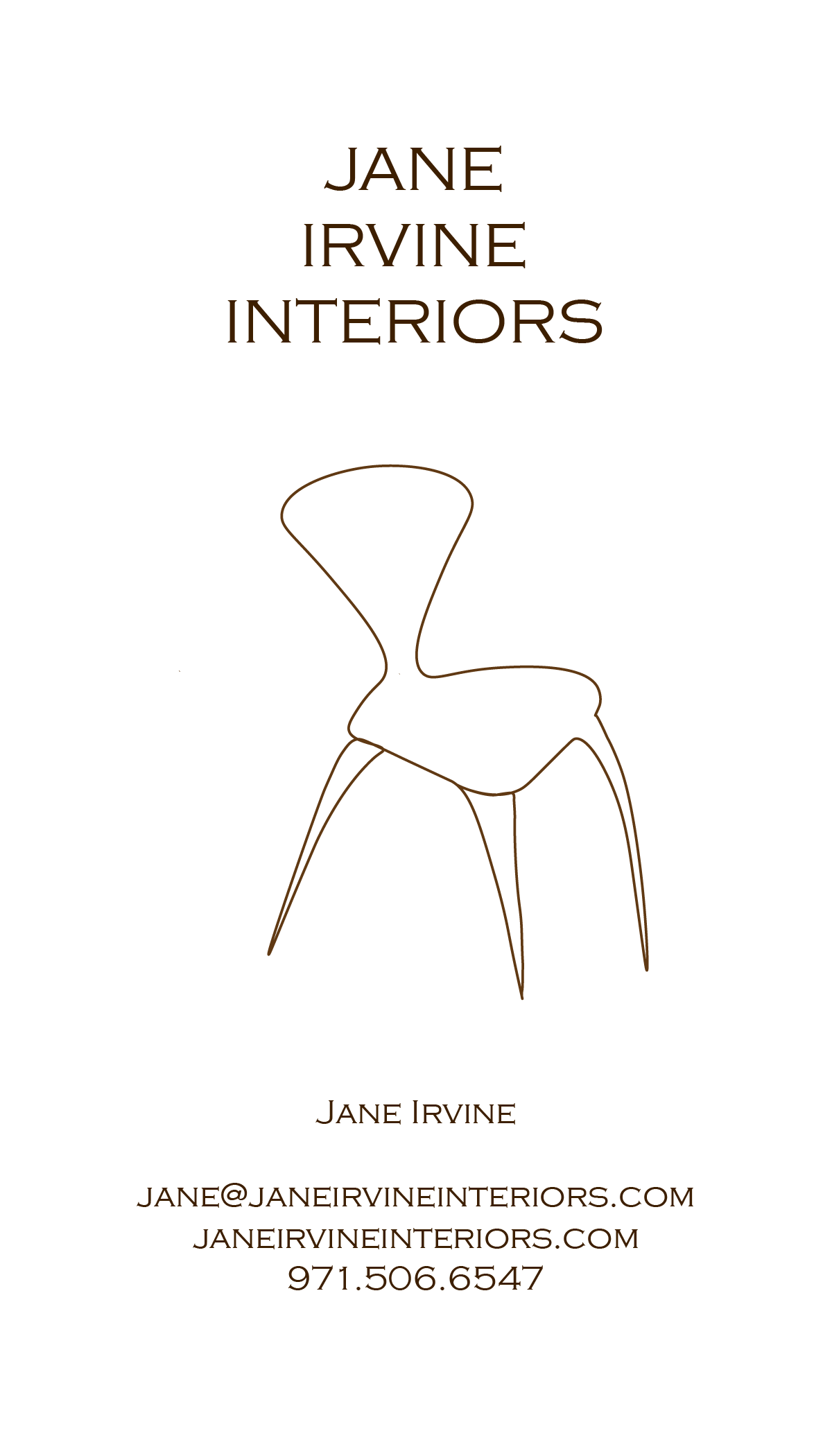 Jane Irvine Interiors Business Cards