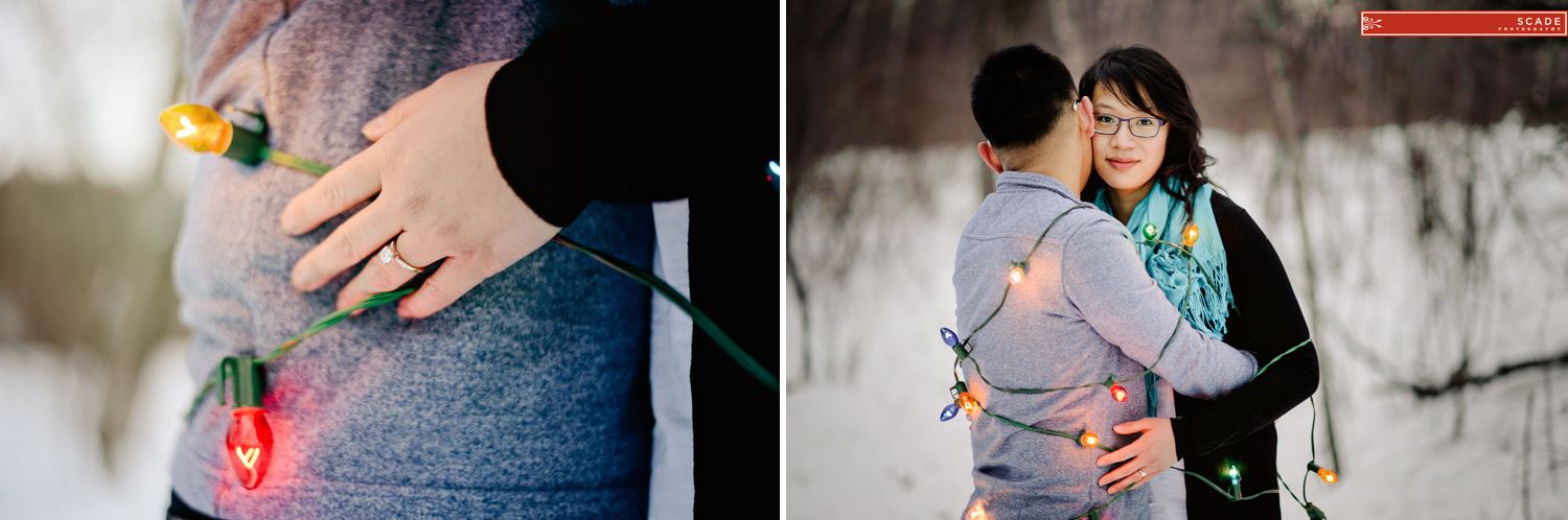 Christmas Light Engagement Photography