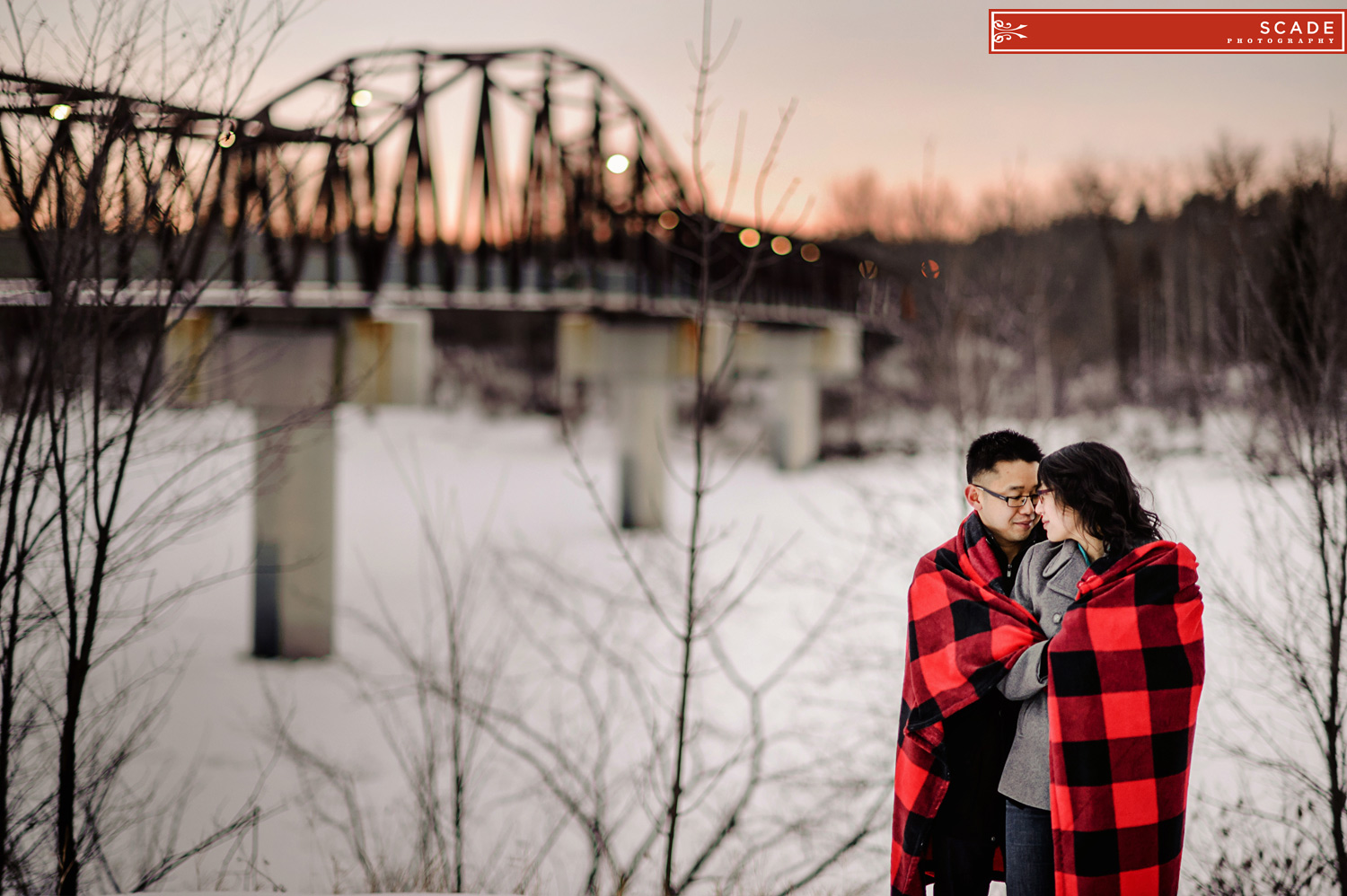 Christmas Light Engagement Photography