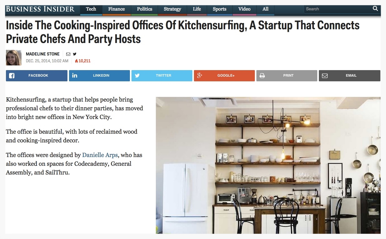Business Insider Feature on Kitchensurfing!