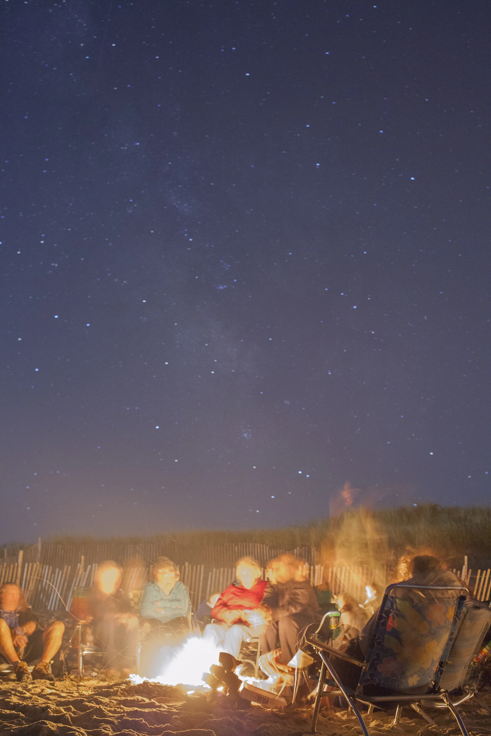 The Milky Way and a beach fire. Sandwich, Cape Cod