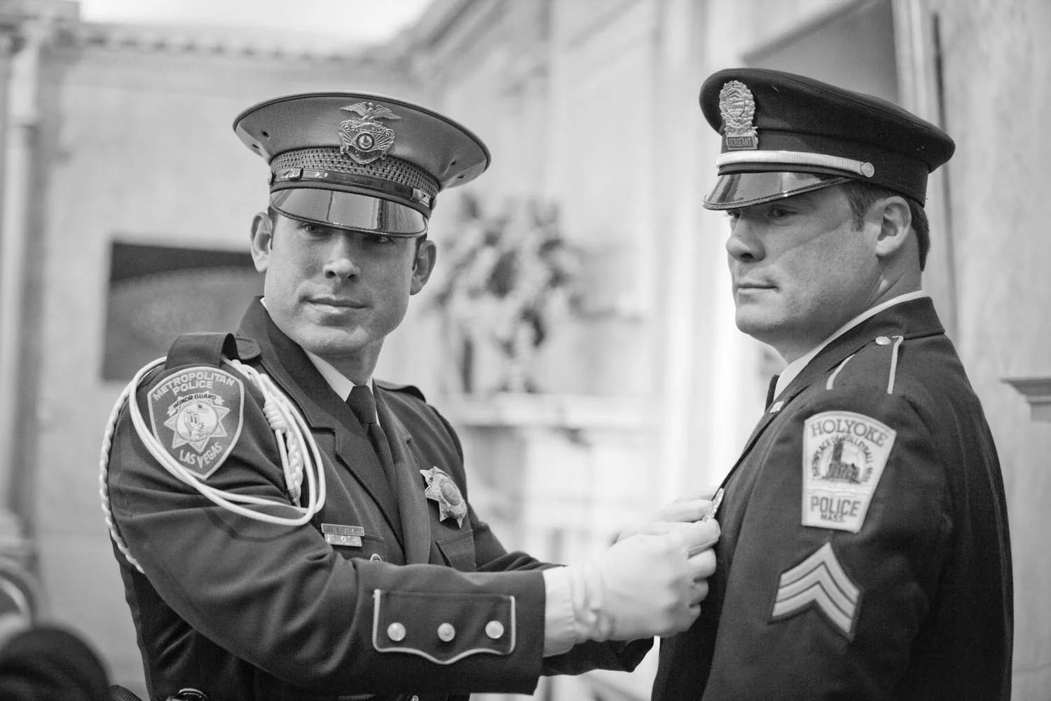 Officer Leahy, right, being pinned by his brother, a police officer in Las Vega.
