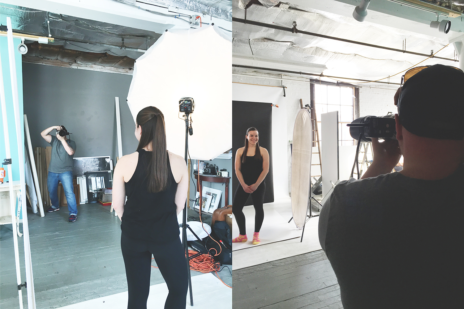 Behind the scenes in studio working with a dance company.